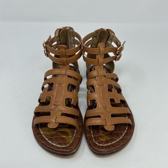 Sam Edelman Girls' Ginnie Gladiator Sandals Brown Leather Size 1 Casual Flat - Picture 4 of 10